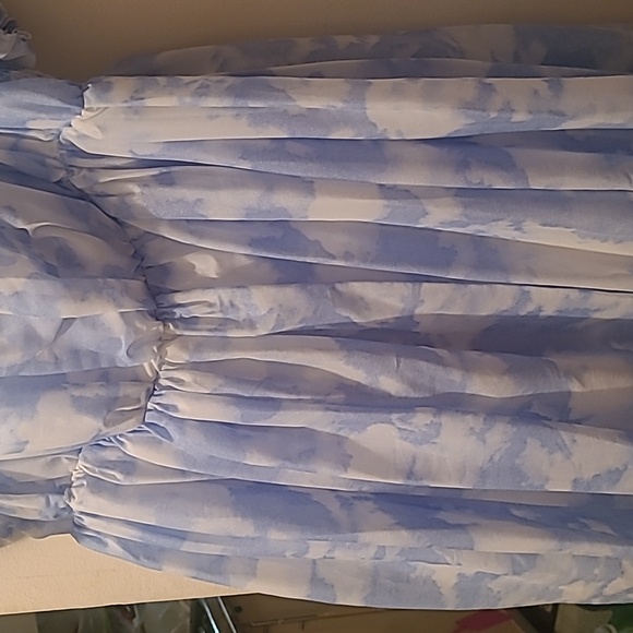 Unique Vintage Plus Size Sky Blue and White Dress - Picture 4 of 5
